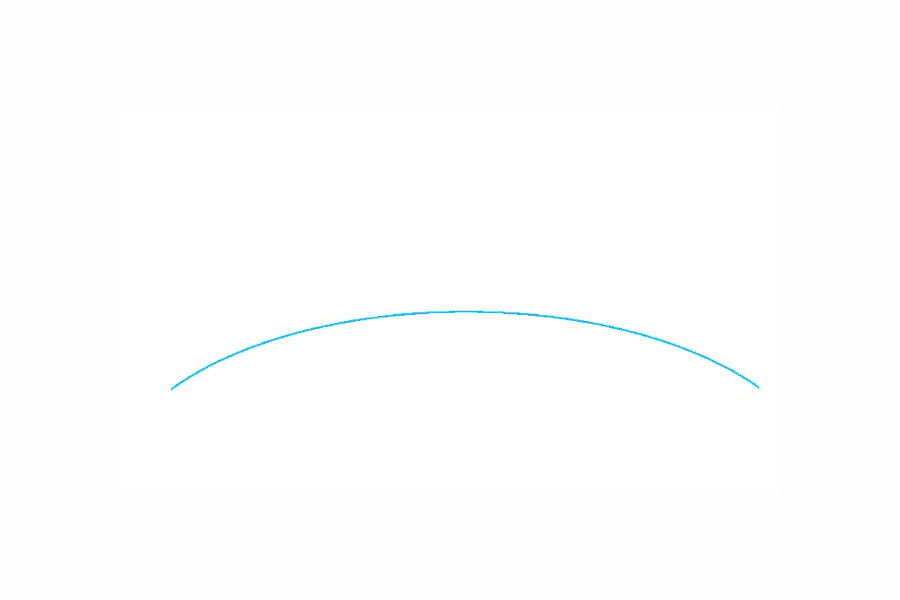 步骤1：首先在页面底部画一条曲线。想象一下，它是一个很大的圆圈的一部分，而您的页面仅包含其中的一部分。这代表地面或水平线，即大飓风下方的地球曲面。