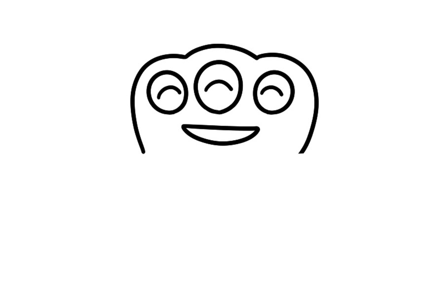 步骤2：再给他画上一些奇怪的眼睛赋予他外星人的特质。