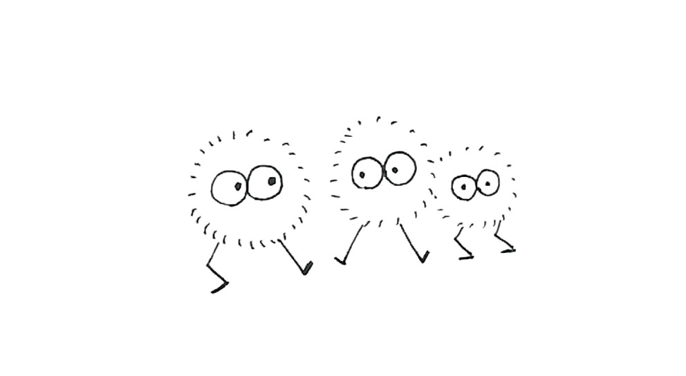 步骤4：接着画出小煤球的脚，可以自由发挥。