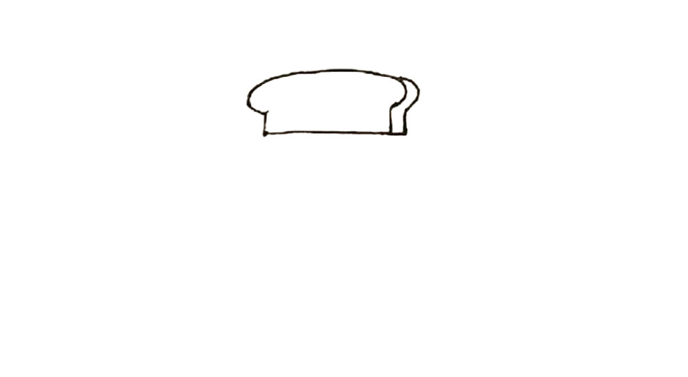 步骤2：旁边再画上一点厚度。