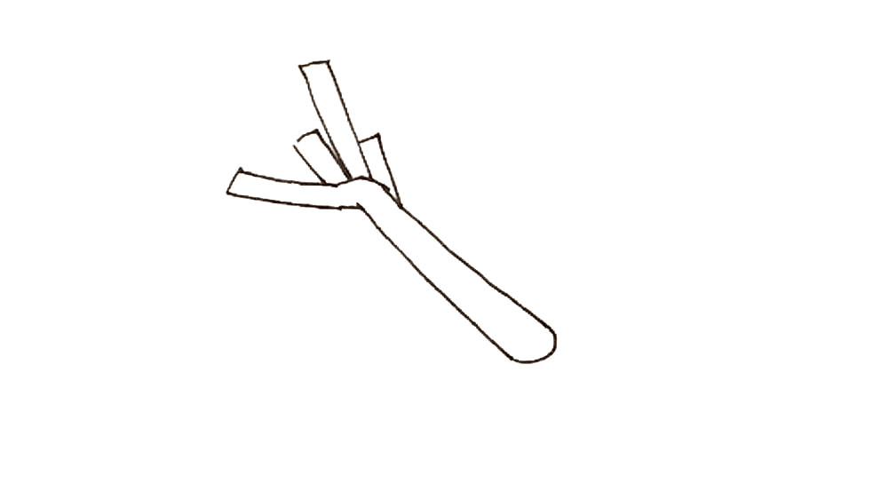 步骤4：接着右边加上一个小的长条形。