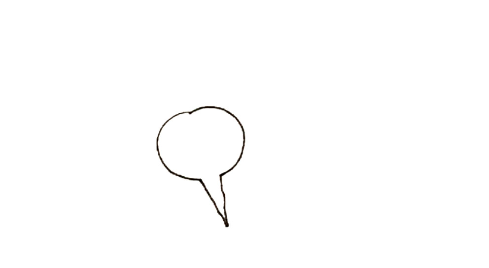 步骤2：缺口的地方画上一个尖尖的形状。