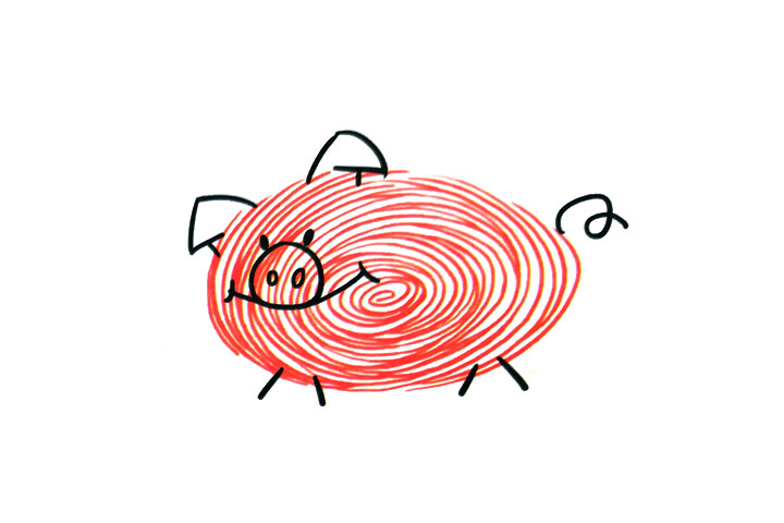 小猪手指画怎么画