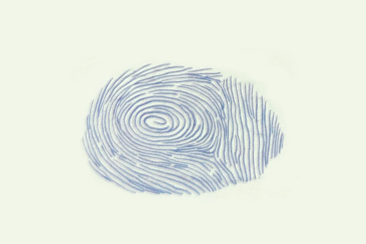 步骤1：一个大指印作身体。