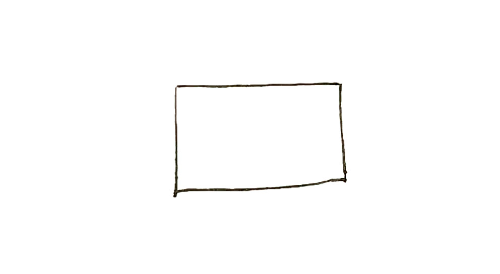 步骤1：先画上一个长方形。