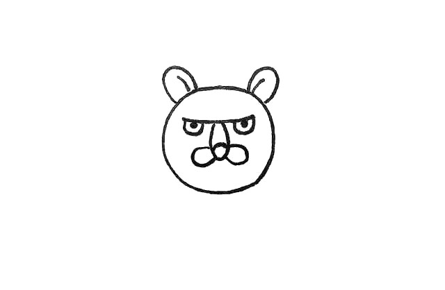 步骤4：画出它的鼻子.仔细观察鼻子的形状。