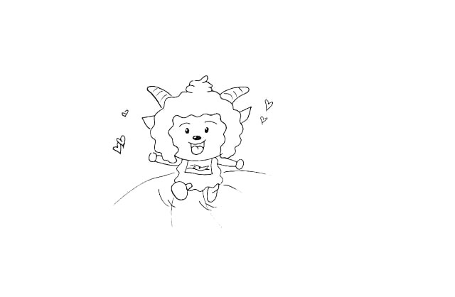 步骤18：画出地面部分.以及点缀的爱心。