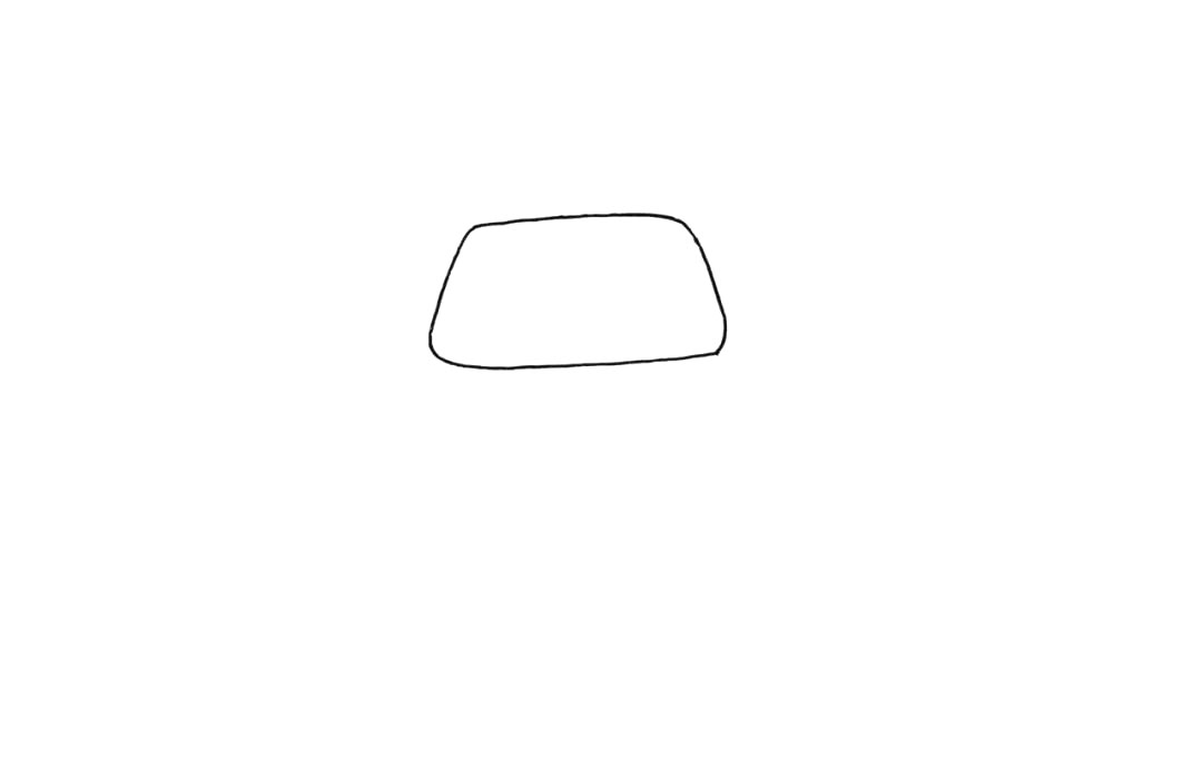 步骤1：首先用一个梯形勾勒出房顶。