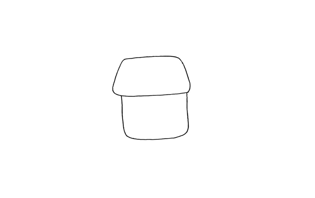 步骤2：在画出房身.线条画的圆润一些。