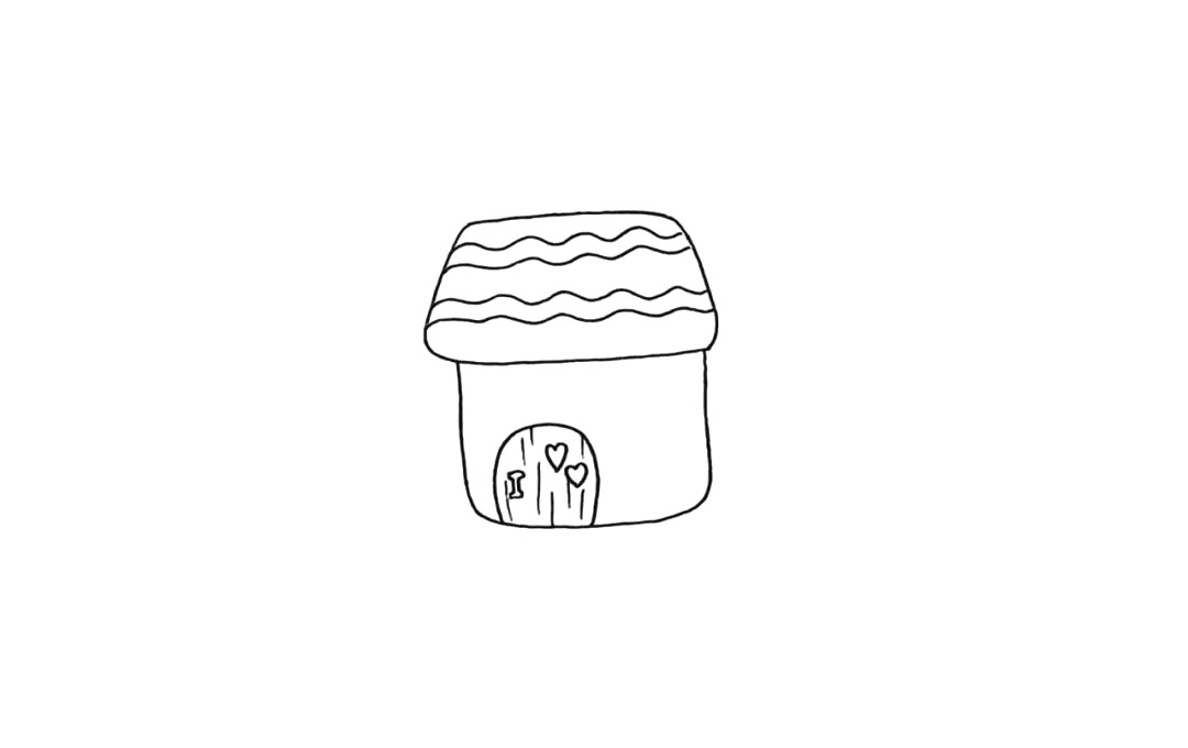 步骤4：在房子的左侧画出一扇拱门。