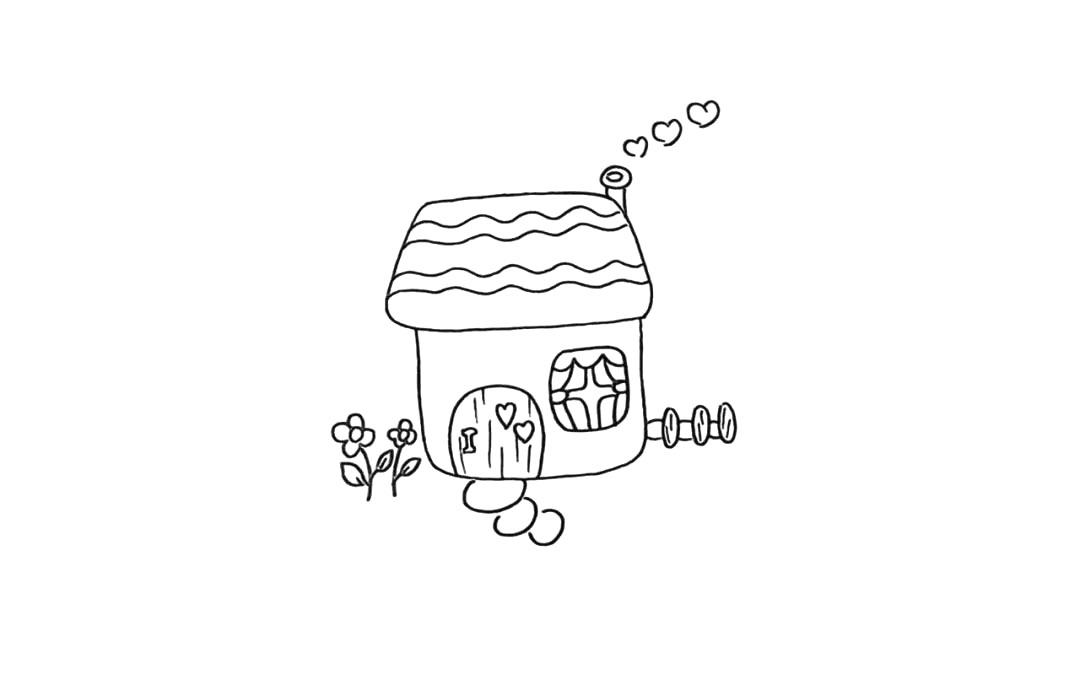 步骤9：接着在右侧画上美丽的花朵。