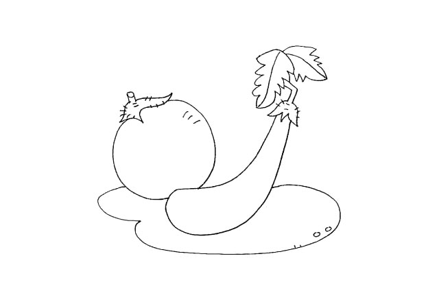 步骤8：接着画出茄子下的阴影部分。