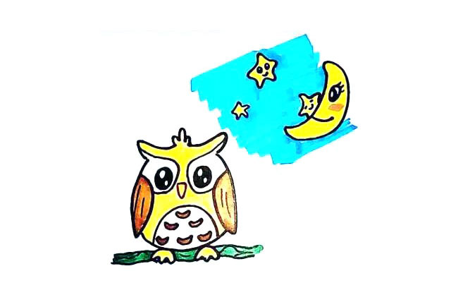 猫头鹰简笔画画法详解
