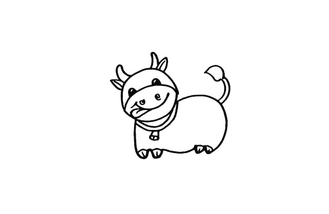 步骤12：接着在奶牛的脚上画出脚趾。