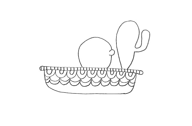 步骤5：在右侧画出一个不规则状的仙人掌。