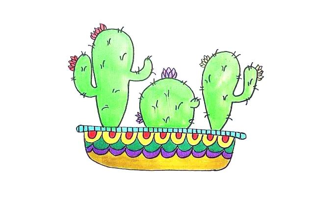 仙人掌简笔画画法步骤