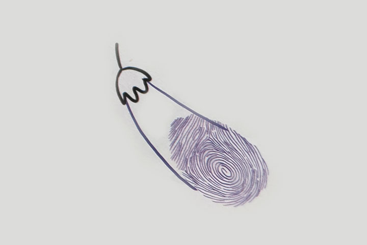 步骤3：画出茄子的蒂把。