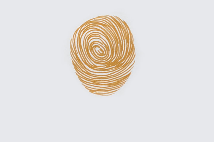 步骤1：印一个大大的指印作热气球