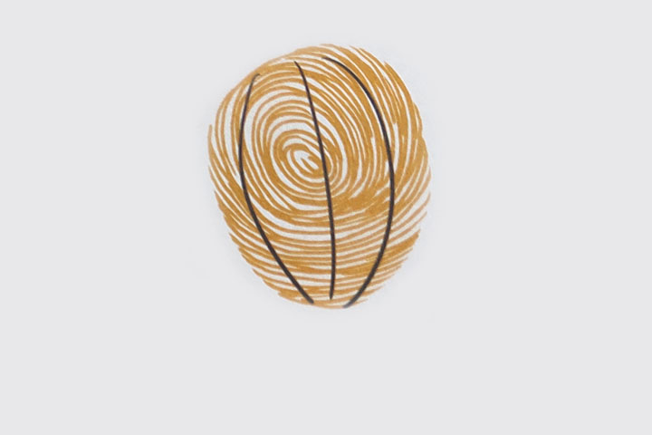 步骤2：画捆在热气球上的绳索。