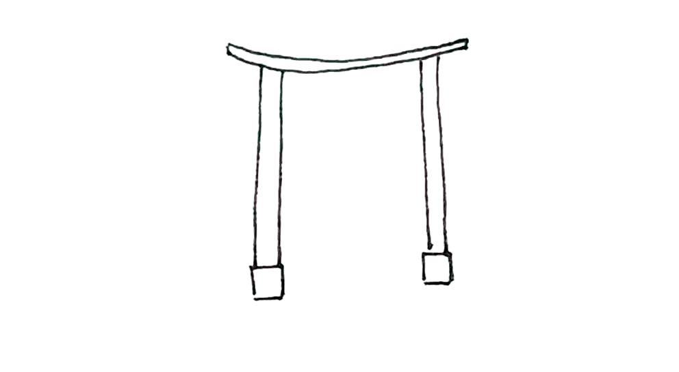 步骤3：接着在下面画上两个长方形连接缺口。