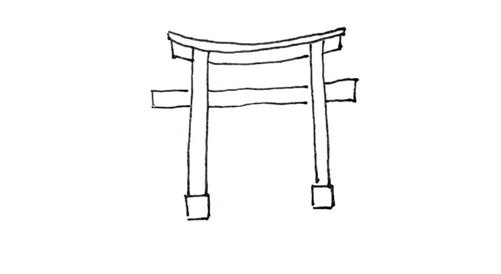 步骤5：中间，画过来两条横线，注意不要穿过竖线，连接起来。