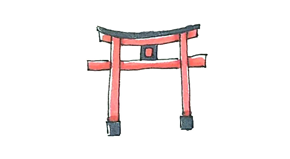 鸟居简笔画画法步骤