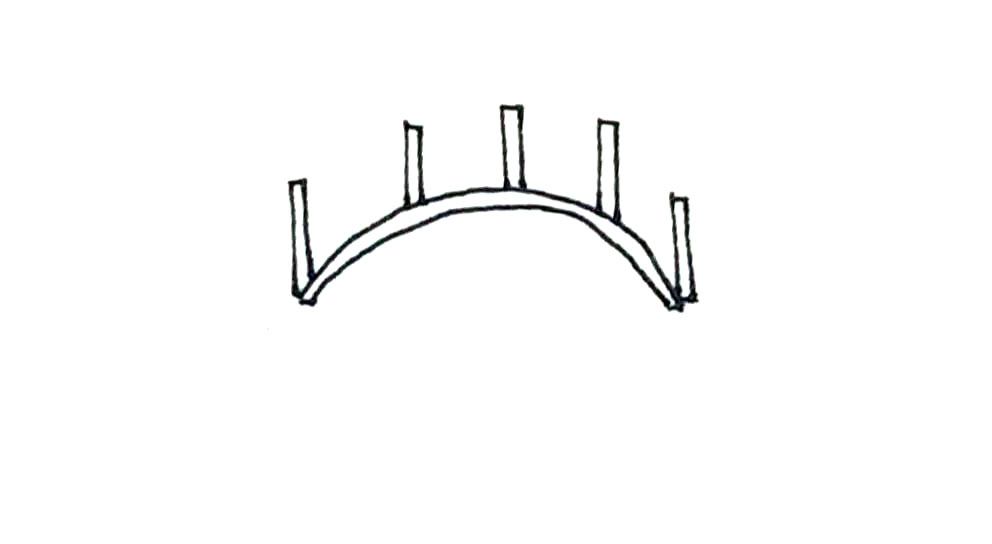 步骤3：下面再画上一条弧线连接起来。