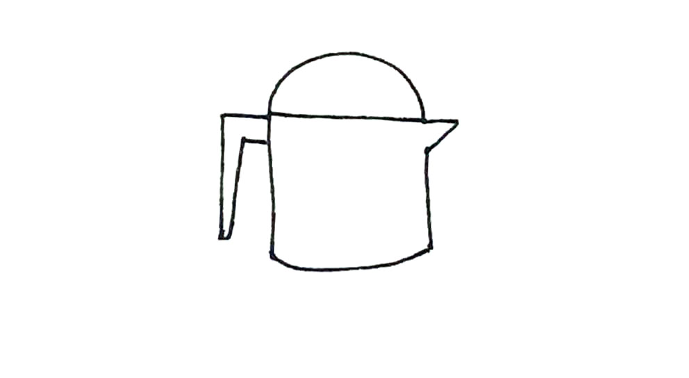 步骤4：左边画上一个直角，注意有双线。