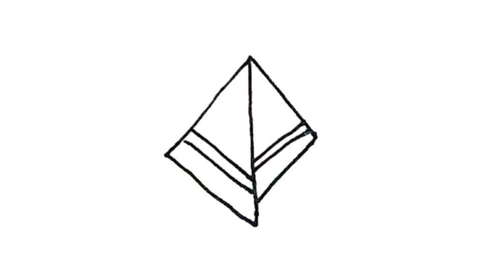 步骤3：三角形里面再画上双斜线。