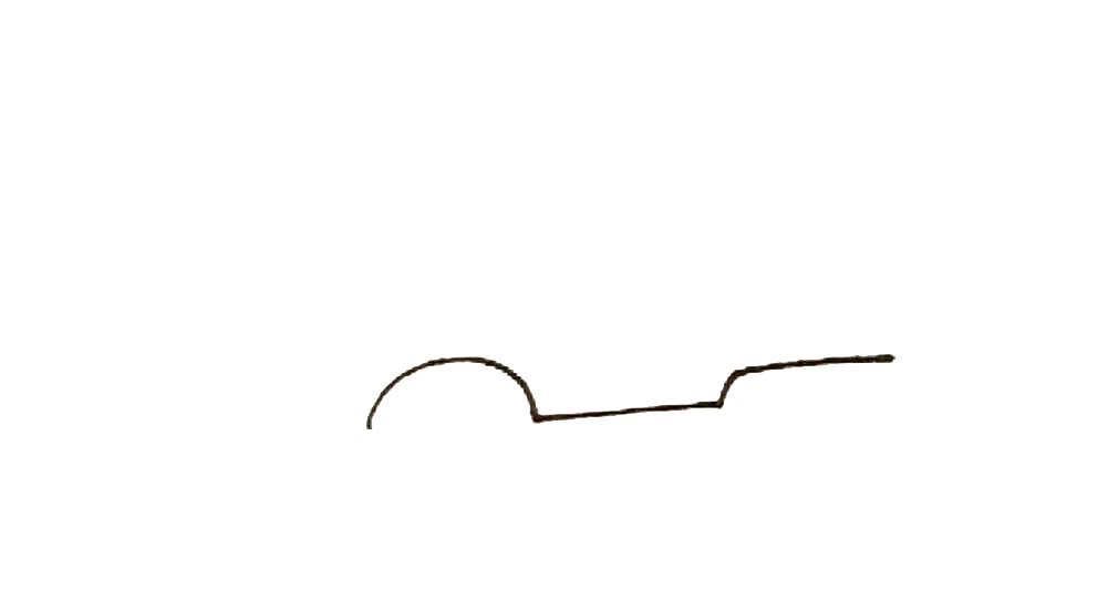 步骤1：在纸上先画上一个这样的线条，注意变化。