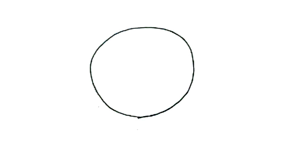 步骤1：在纸上先画上一个圆形。