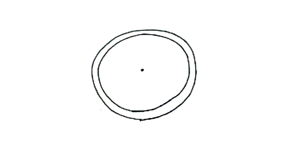 步骤2：里面再画上一个圆形，中间点上一个点。
