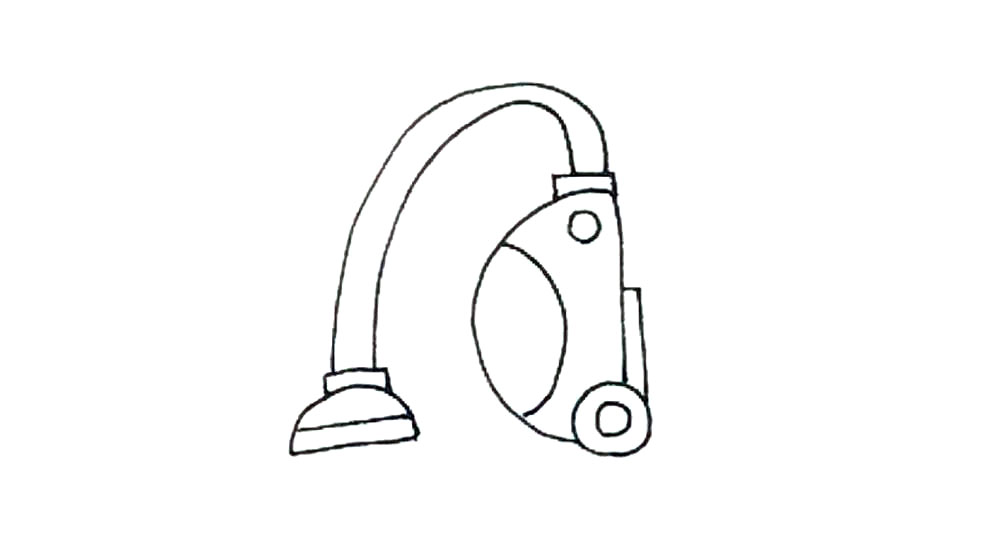 步骤6：再接着在上面画上一个长方形，并用曲线连接吸尘器主体。