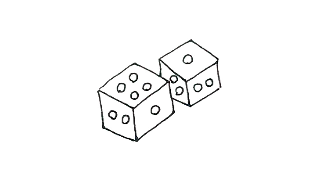 步骤5：色子上，画上喜欢的图案或者点数。