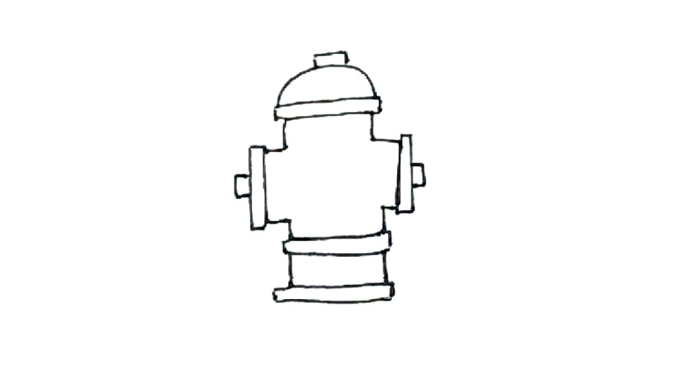 步骤4：往下画下两条竖线，再画上一个长条形。