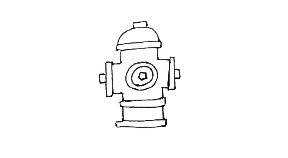 步骤5：然后中间画上一个圆环，中间加上五边形。