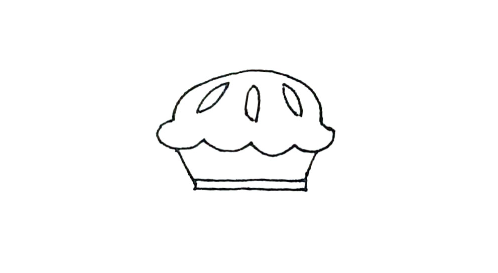 步骤4：里面，画上扁扁的椭圆形作为馅料凹下去的部分。