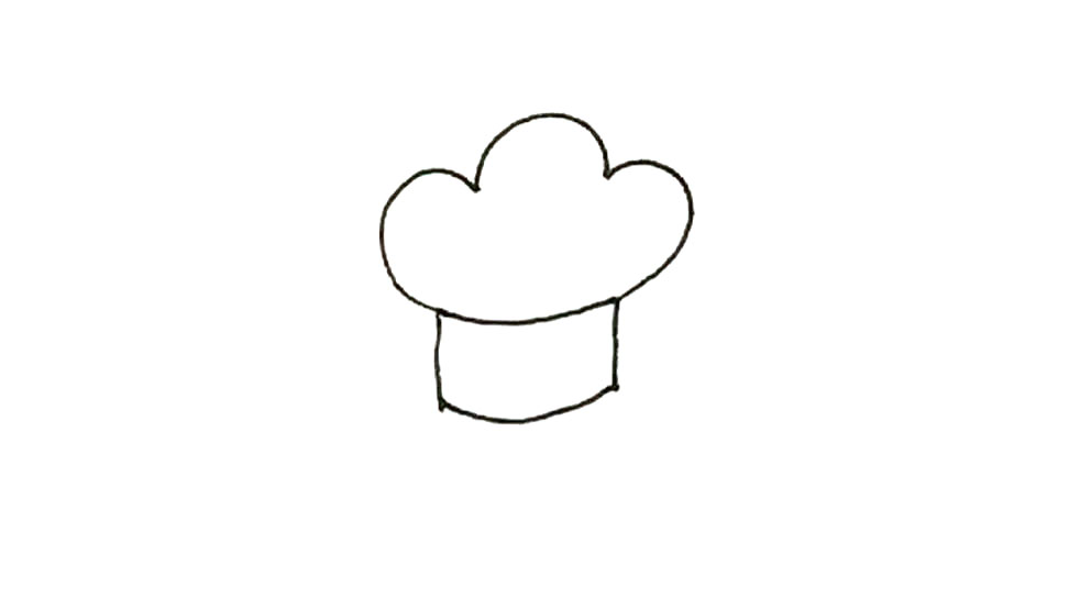 步骤2：然后在上面用波浪线画出三个突起形状。