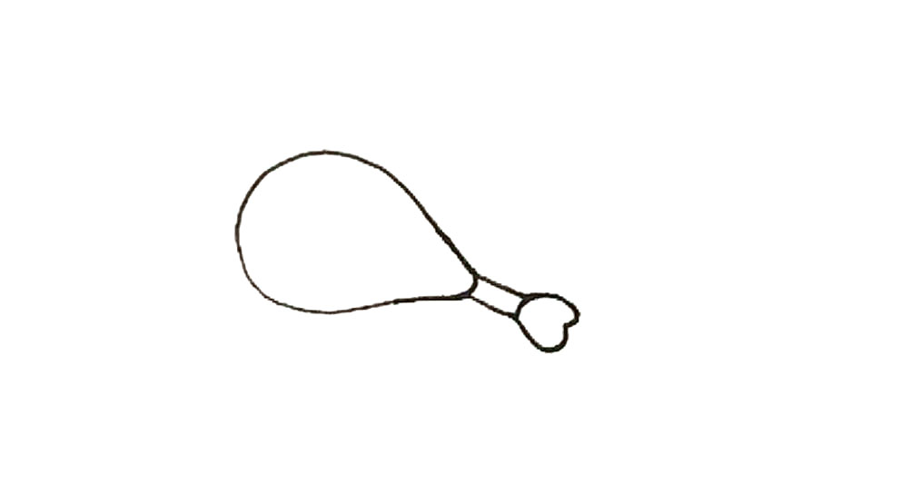 步骤3：接着用一条弧线画出后面的形状连接起来。