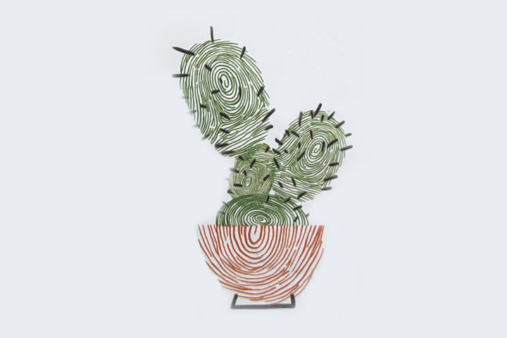 步骤4：画刺和花盆的底座。