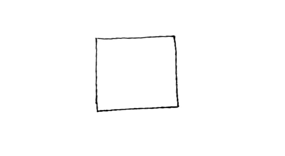 步骤1：在纸上先画上一个正方形。