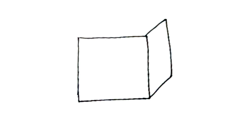 步骤2：右边画上两条斜线连接起来。