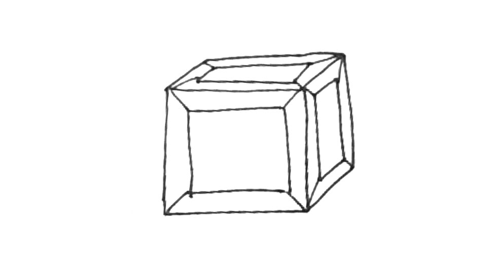 步骤5：在四个角的地方再加上斜线。