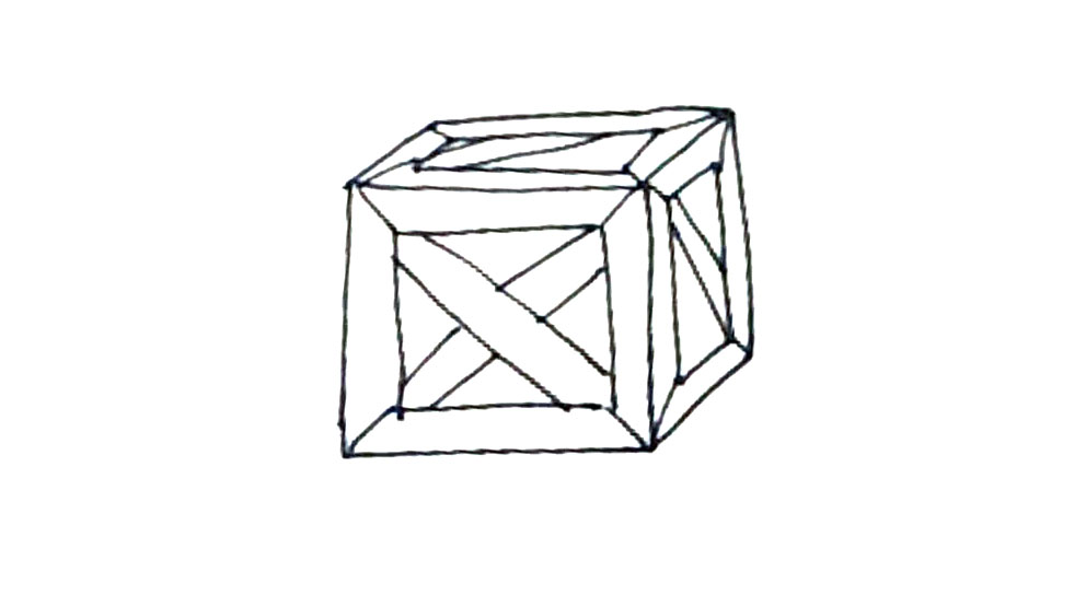 步骤6：中间再加上斜的木条，可以一条或者两条。