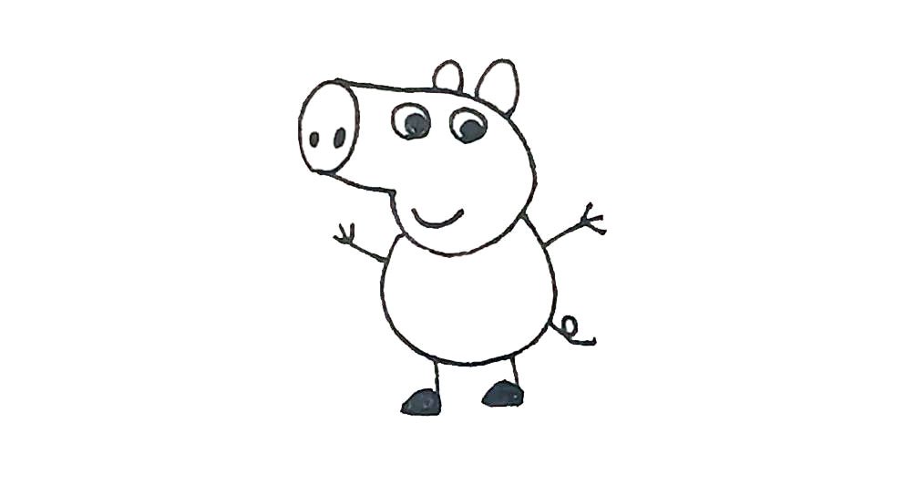 步骤7：身后再加上一个弯曲的小尾巴。