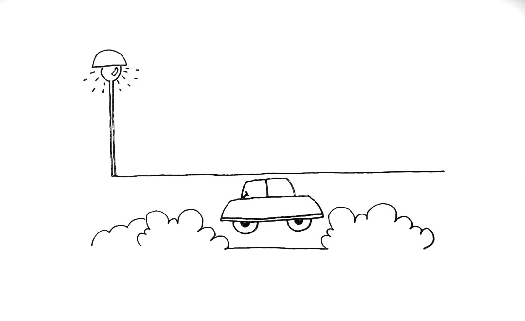 步骤6：然后在线条的顶端画出一盏路灯。