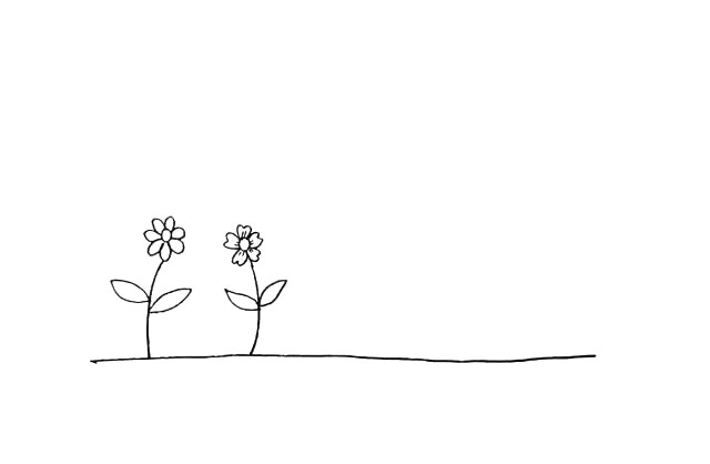 步骤5：我们画出第二朵不同的花朵。