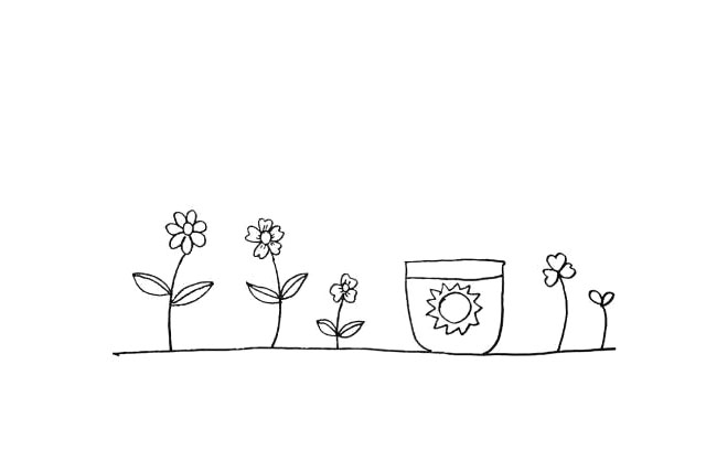 步骤10：画一个小太阳装饰一下花盆。