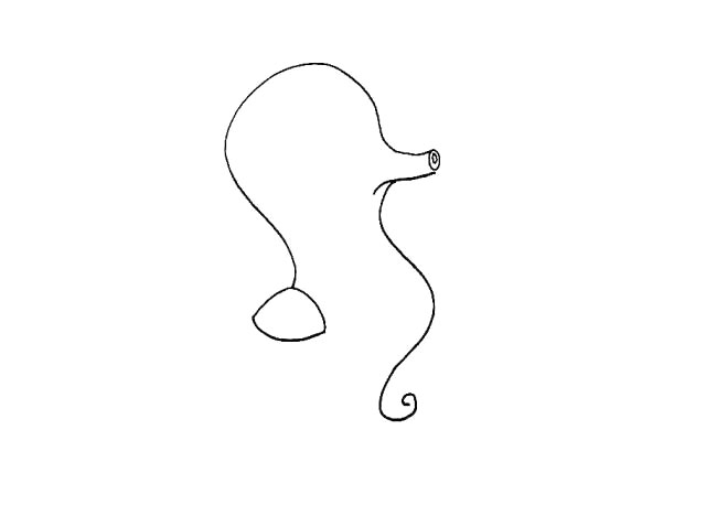 步骤4：左边的线条下画出它的鳍.一个圆润的三角形。