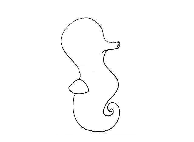 步骤5：然后在连接出它的尾巴.线条要画的圆润一些。